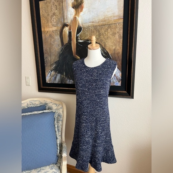 PIT Amsterdam Size 10 (EU 42) Imported Tweed Boucle Blue Dress - Picture 1 of 7